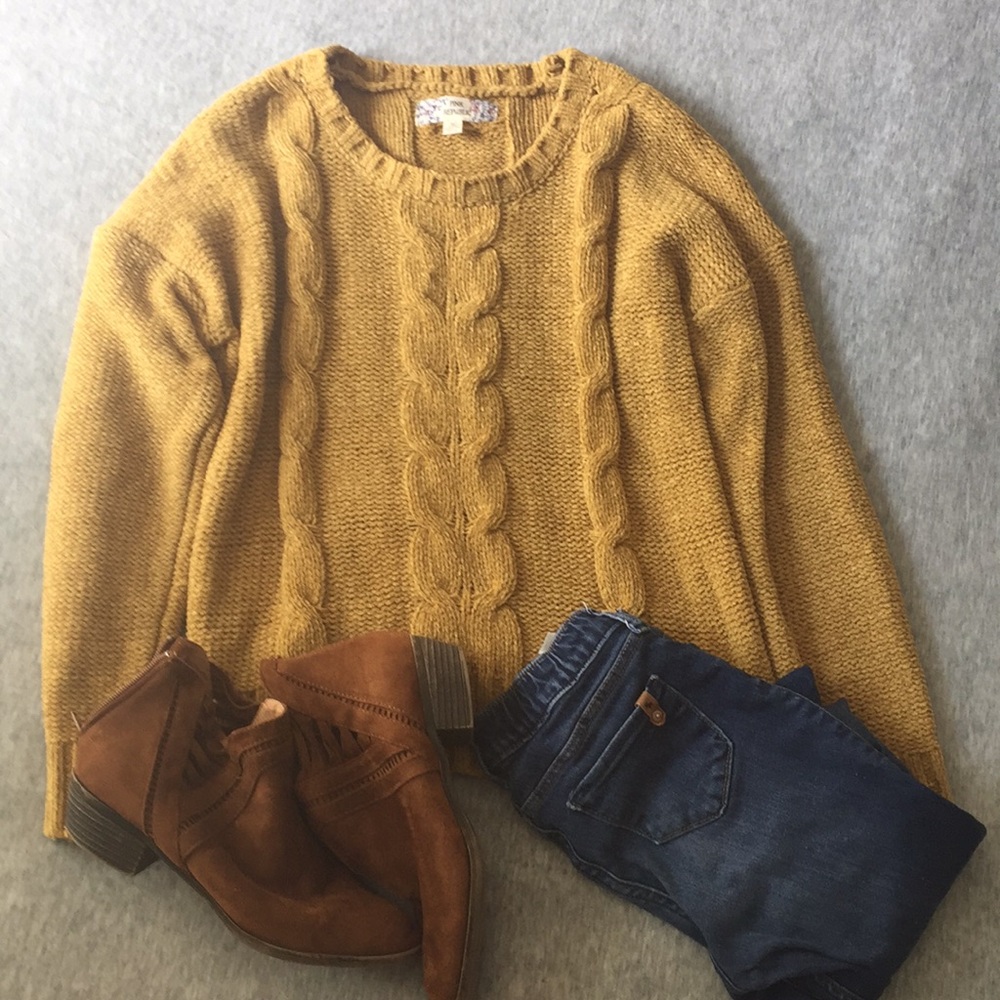 Pink Republic Mustard Yellow Pullover Sweater